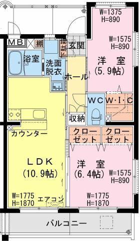 トレジャー ビルド(2LDK/3階)の間取り写真