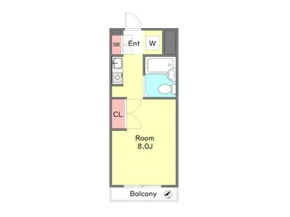 アーバンシティー(ワンルーム/4階)の間取り写真