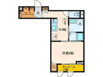 パセオプラシード連坊(1K/1階)の間取り写真