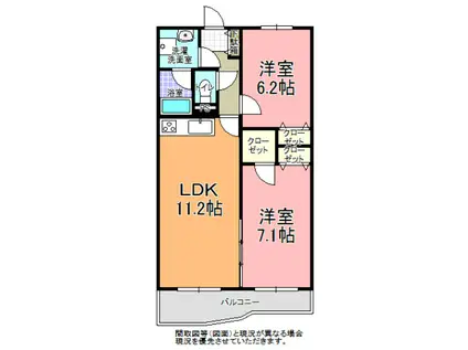 グラン・メゾン仲通(2LDK/3階)の間取り写真