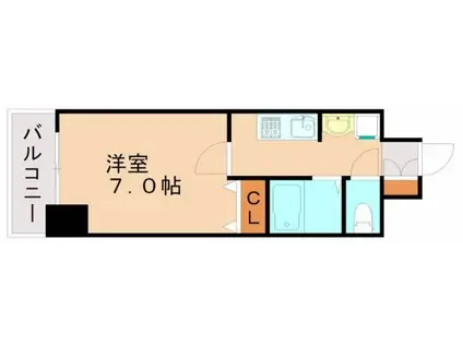 エステムコート博多駅前アヴェール(1K/14階)の間取り写真