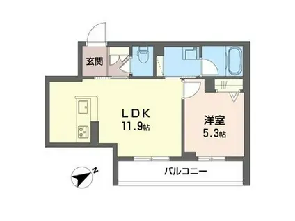 フルール(1LDK/3階)の間取り写真
