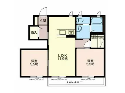 ジュネス(2LDK/1階)の間取り写真