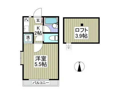 コーポ牛若丸(1K/2階)の間取り写真