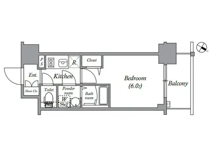 エスリード中之島ザ・コア(1K/5階)の間取り写真