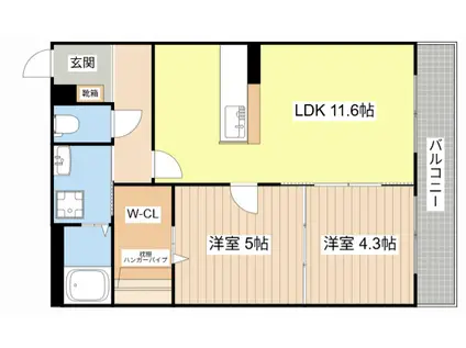 アンソレイエ(2LDK/1階)の間取り写真