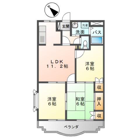 サン・ライズ(3LDK/2階)の間取り写真