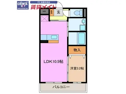 アンジュー(1LDK/1階)の間取り写真
