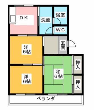 レジデンス榛葉(2LDK/2階)の間取り写真