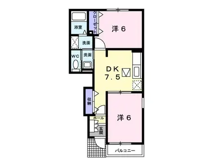 ジェルメ中澤A(2DK/1階)の間取り写真