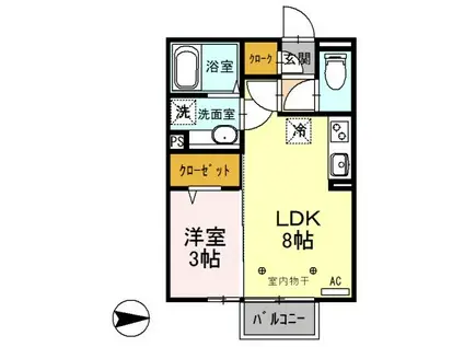 スピネル(1LDK/2階)の間取り写真