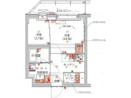 ハーモニーレジデンス神楽坂ヒルズTHIRD(2K/4階)の間取り写真