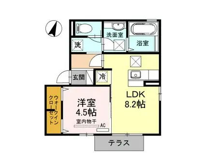 グランドール(1LDK/1階)の間取り写真