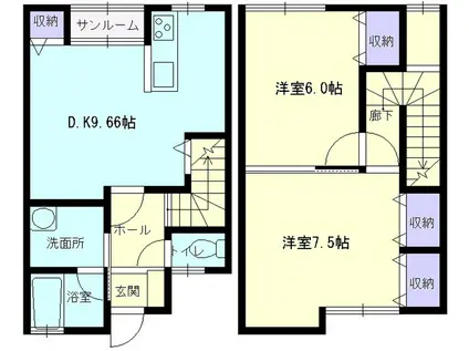 プランドールK(2DK/1階)の間取り写真