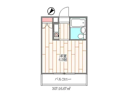 ステージ・I(ワンルーム/3階)の間取り写真