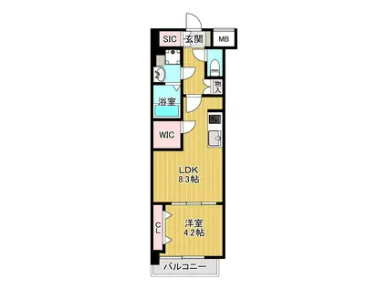 アーバネックス梅田中崎町II(1LDK/10階)の間取り写真