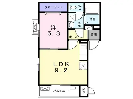 アビテ オヴェスト カンオン(1LDK/3階)の間取り写真