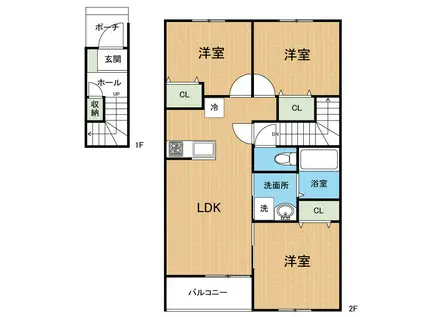 ストーリア小山I(3LDK/2階)の間取り写真
