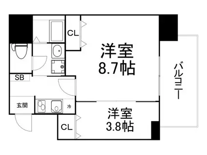 レジデンスウイングス室町ビル(3LDK/4階)の間取り写真