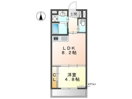 ディームス根岸(1DK/4階)の間取り写真