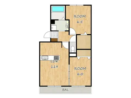 カルムメゾン アンソレイェ(2LDK/2階)の間取り写真