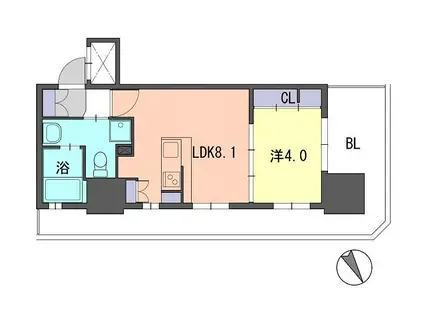 F・PARC GRANDMARK天神(1LDK/13階)の間取り写真