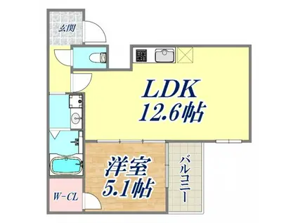 フジパレス須磨鷹取1番館(1LDK/3階)の間取り写真