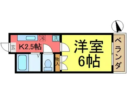 KODAガーデン新小岩(1K/2階)の間取り写真