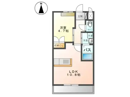 MRイースト(1LDK/1階)の間取り写真