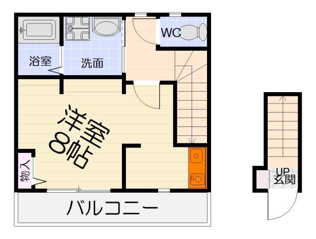 あんしん鶴田町08-4003(1K/2階)の間取り写真