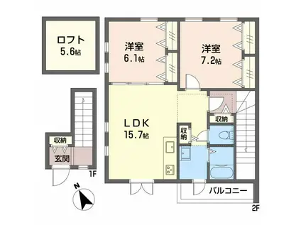 ティエドゥール(2SLDK/2階)の間取り写真