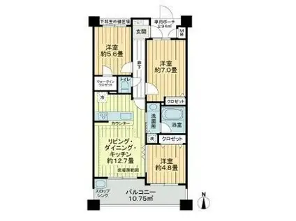 リブゼ横浜ブライトスクエア(3LDK/5階)の間取り写真