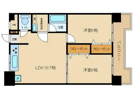 グレイスビュー東百合丘(2LDK/2階)の間取り写真