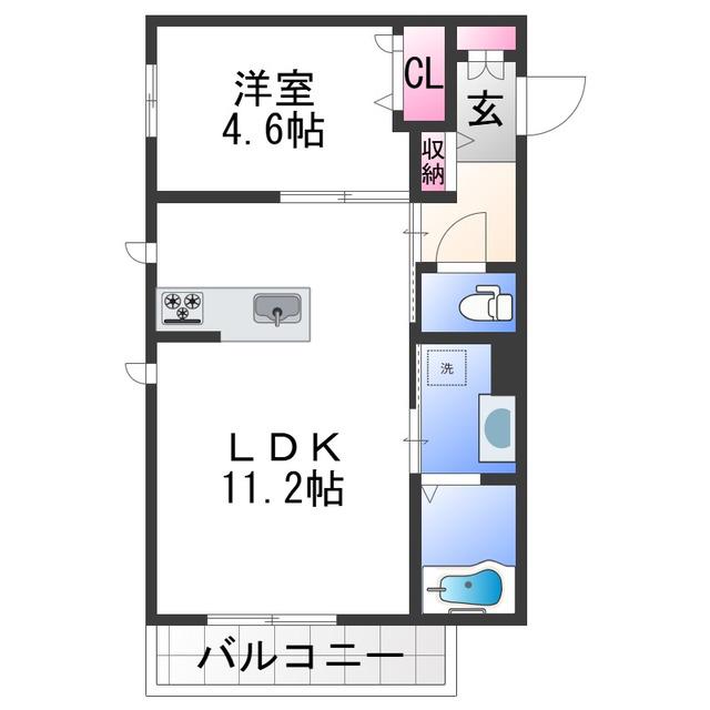 シャーメゾン山吹(1LDK/3階)の間取り写真