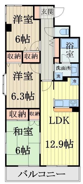 ライフステージ武蔵野(3LDK/2階)の間取り写真