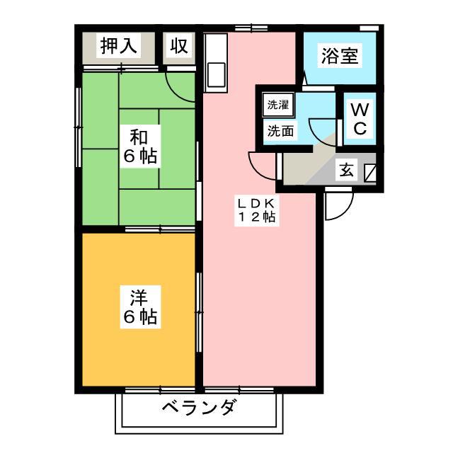 ヴィラフォーレス B(2LDK/1階)の間取り写真