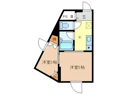 アメニティ18(2K/3階)の間取り写真