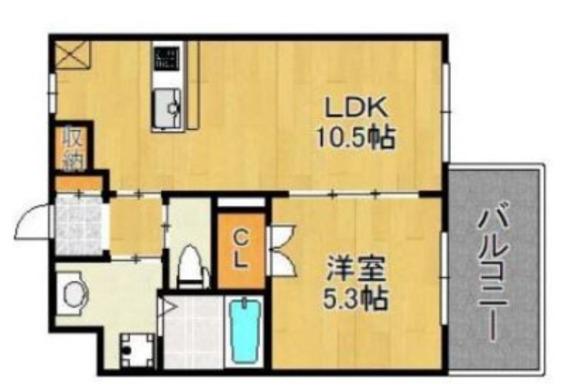 ビラコート南野(1LDK/3階)の間取り写真