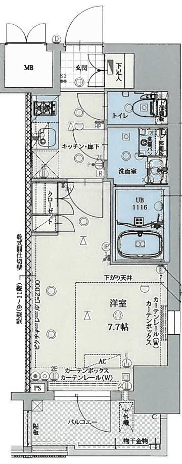 プレスタイル菊川(1K/3階)の間取り写真