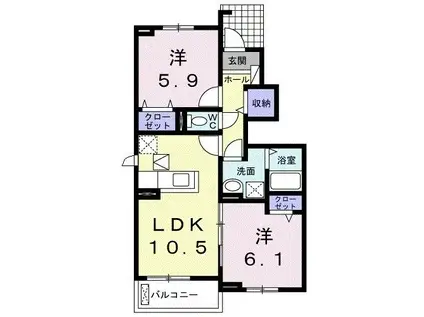 スカイビレッジ B(2LDK/1階)の間取り写真