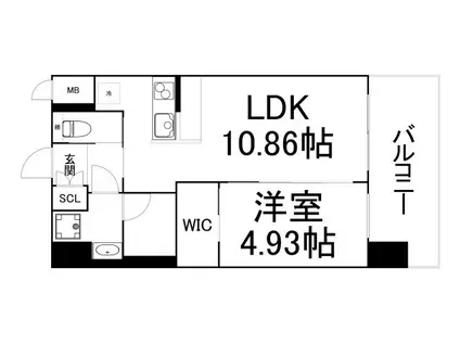 プレジオ天神橋ASIAN(1LDK/10階)の間取り写真