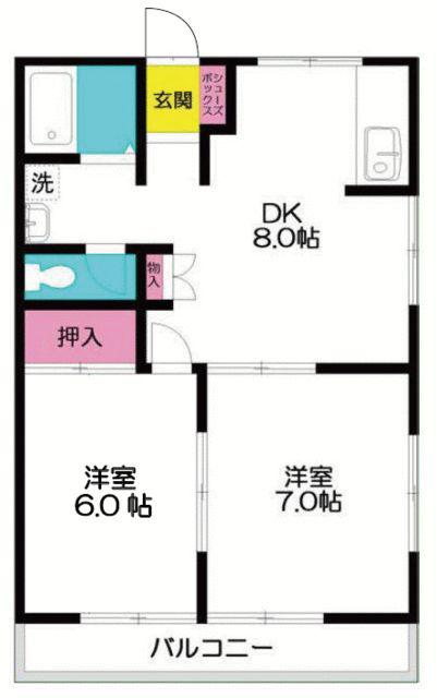 イースタンハイツ(2DK/2階)の間取り写真