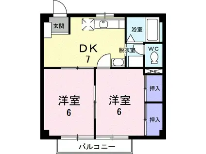 ニューシティS.PAL(2DK/1階)の間取り写真