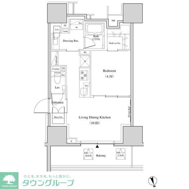 ザ・パークハビオ北千住(1LDK/2階)の間取り写真