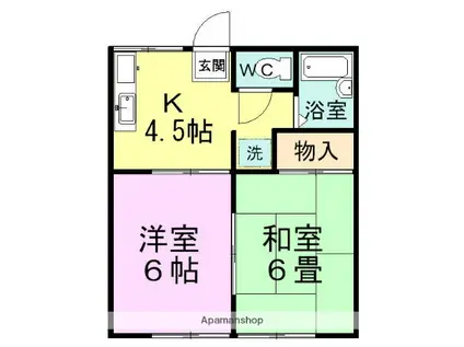 第二梅原コーポ(2K/1階)の間取り写真