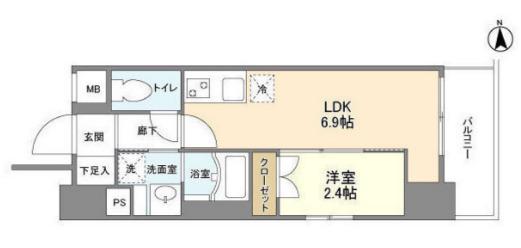 リアンシエルブルー田端(1DK/2階)の間取り写真