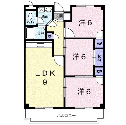 サンモール金剛(3DK/2階)の間取り写真