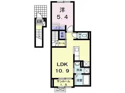 フランセス高柳 II(1LDK/2階)の間取り写真