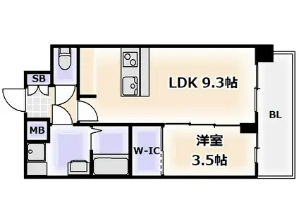 プレサンス天王寺ヴィヴァン(1LDK/10階)の間取り写真