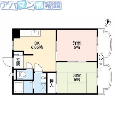 BワールドII(2DK/3階)の間取り写真